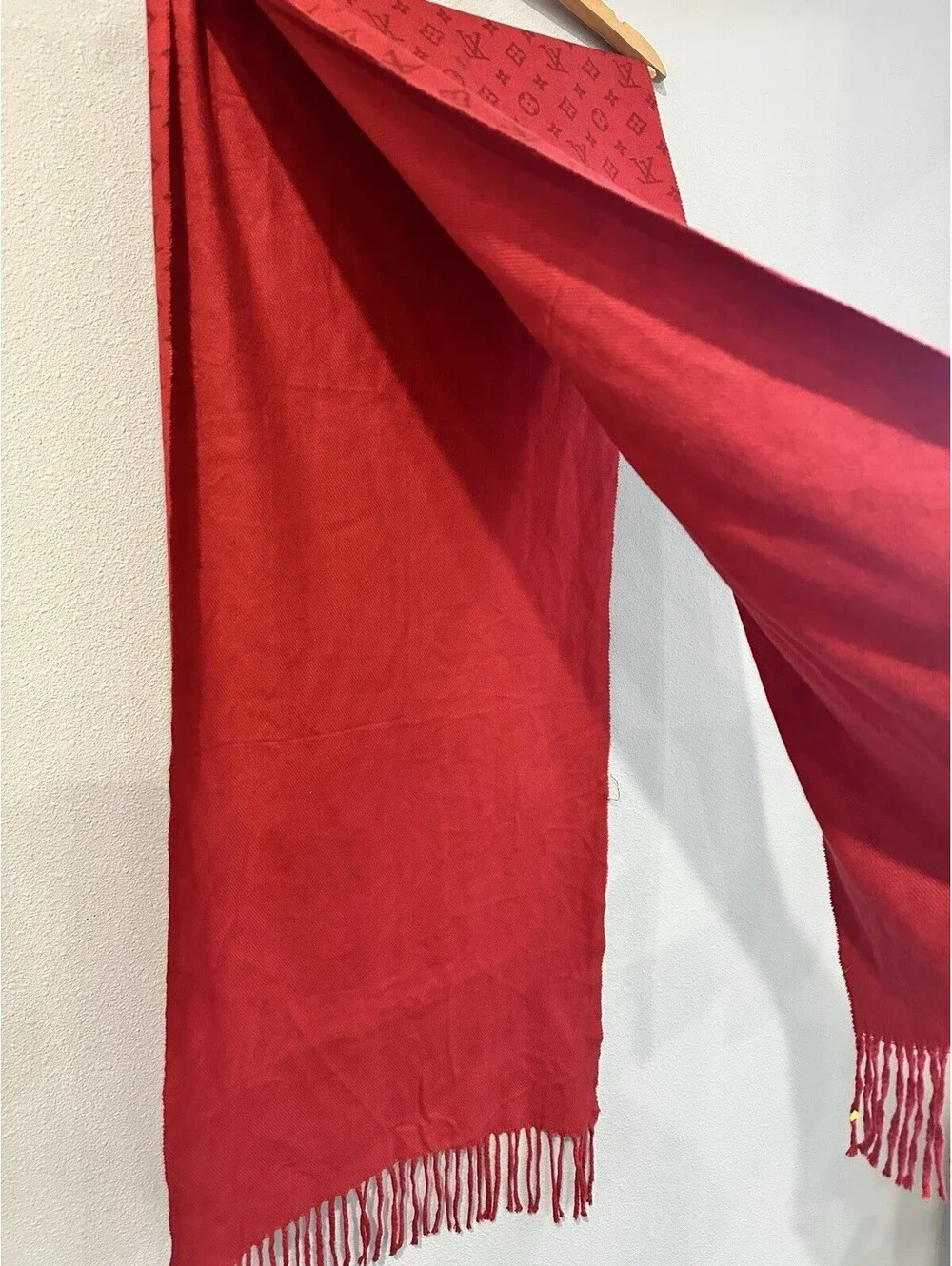 Monogram Scarf Cozy and Soft Beautiful Red Color Women's Scarf, No Tag